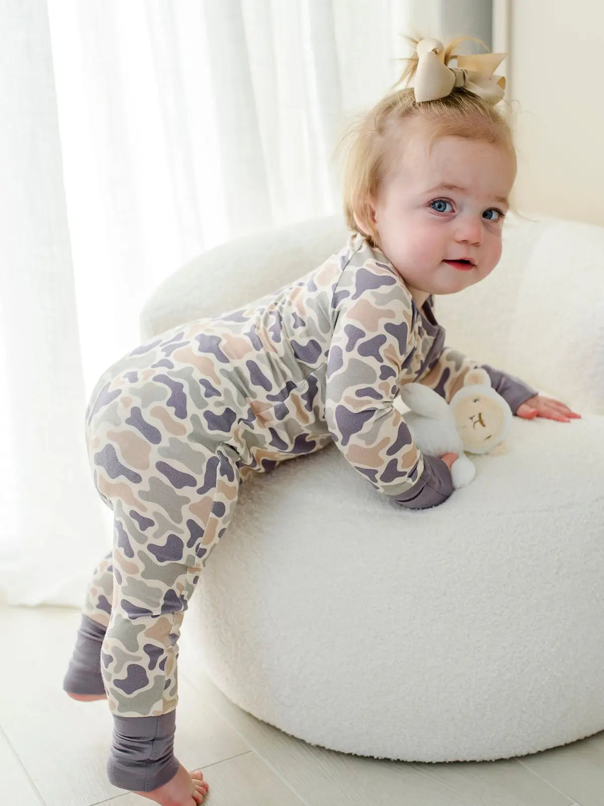 Convertible Bamboo Zip Romper | Camo Cutie