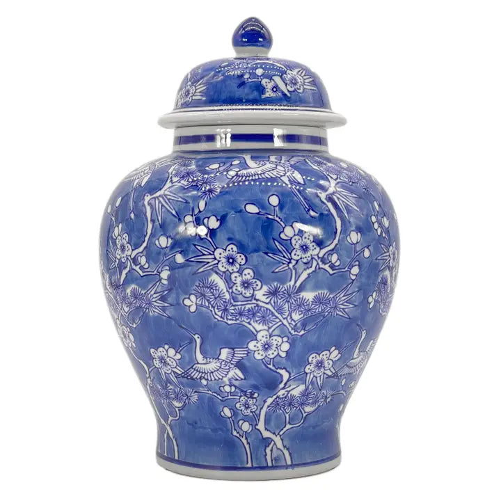 Floral Chinoiserie Ceramic Ginger Jar 12 Inch