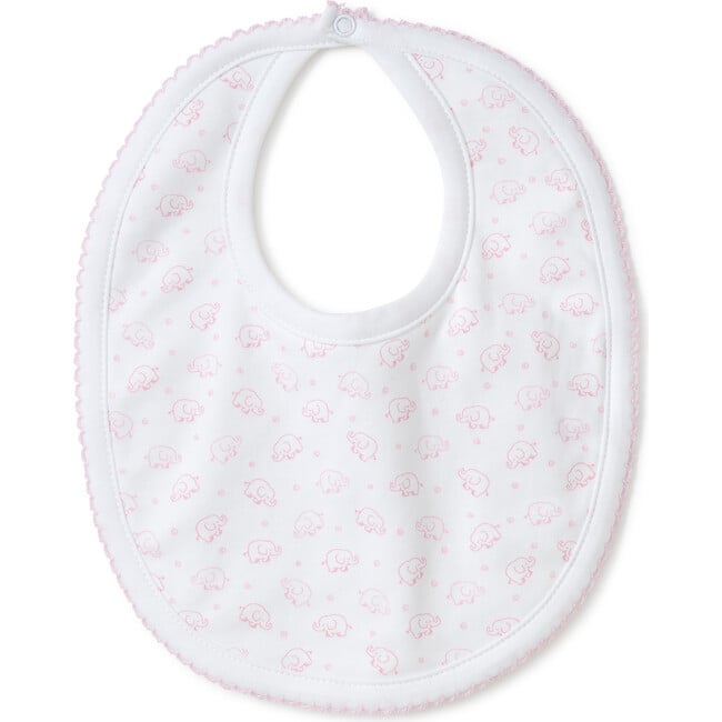 Kissy Kissy - White Bib with Pink Elephants