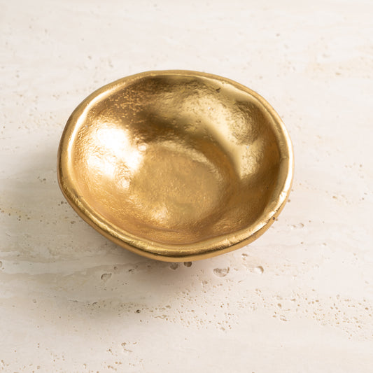 Textured Gold Aluminum Free-Form Dish Small