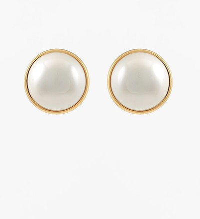 White Pearl and Gold Earrings