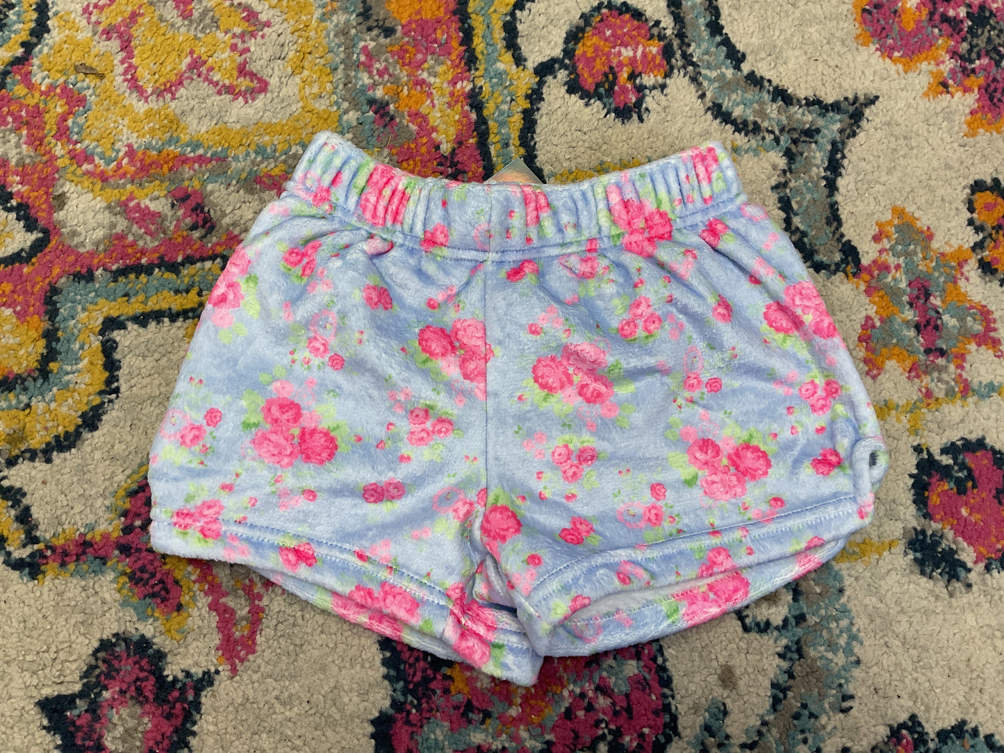 Kids Plush Shorts - Blue Floral
