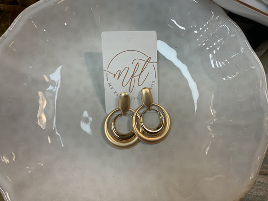 Gold Earrings with Circle Loops