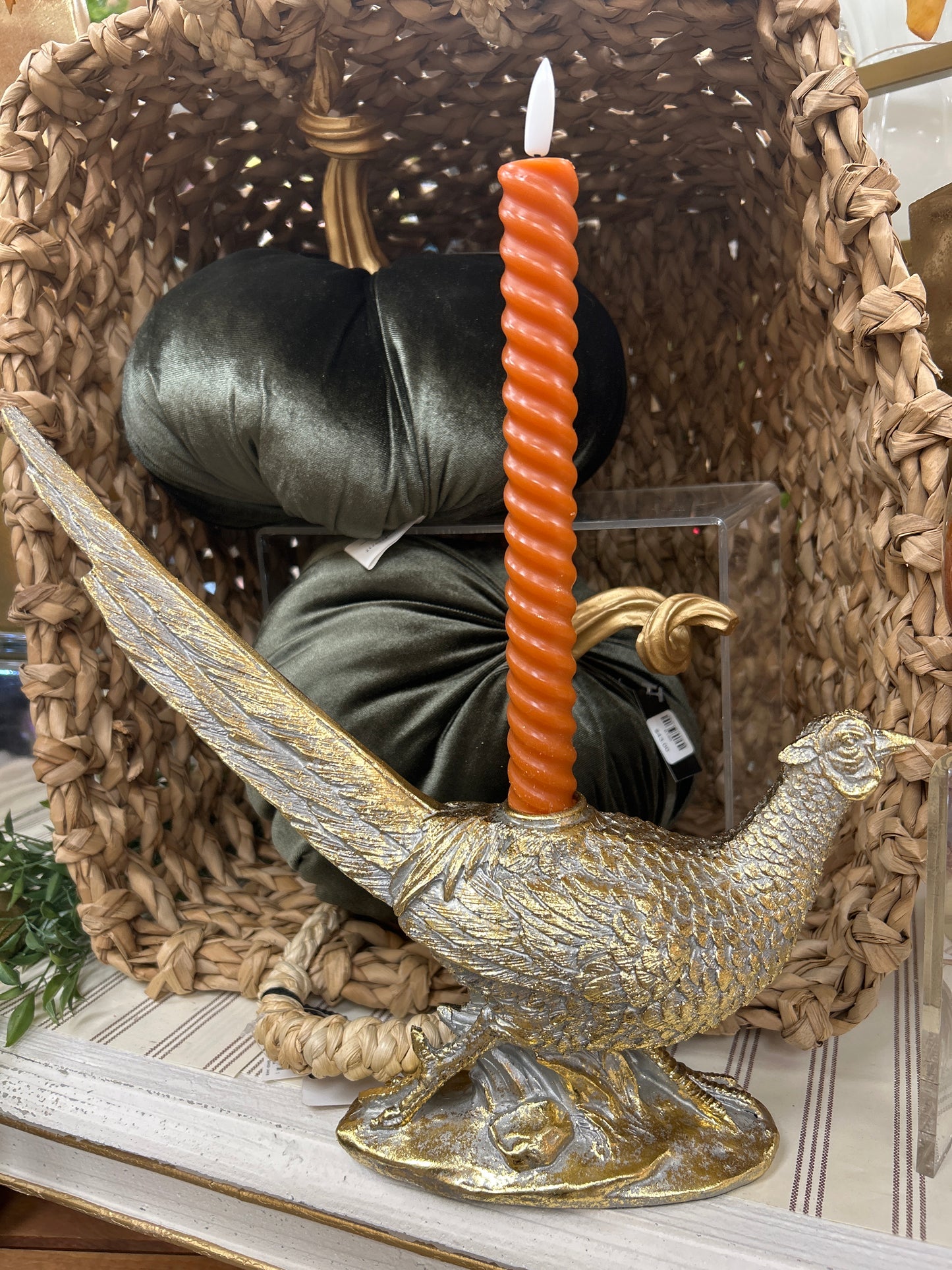 Gold Pheasant Taper Candleholder