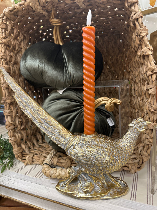 Gold Pheasant Taper Candleholder