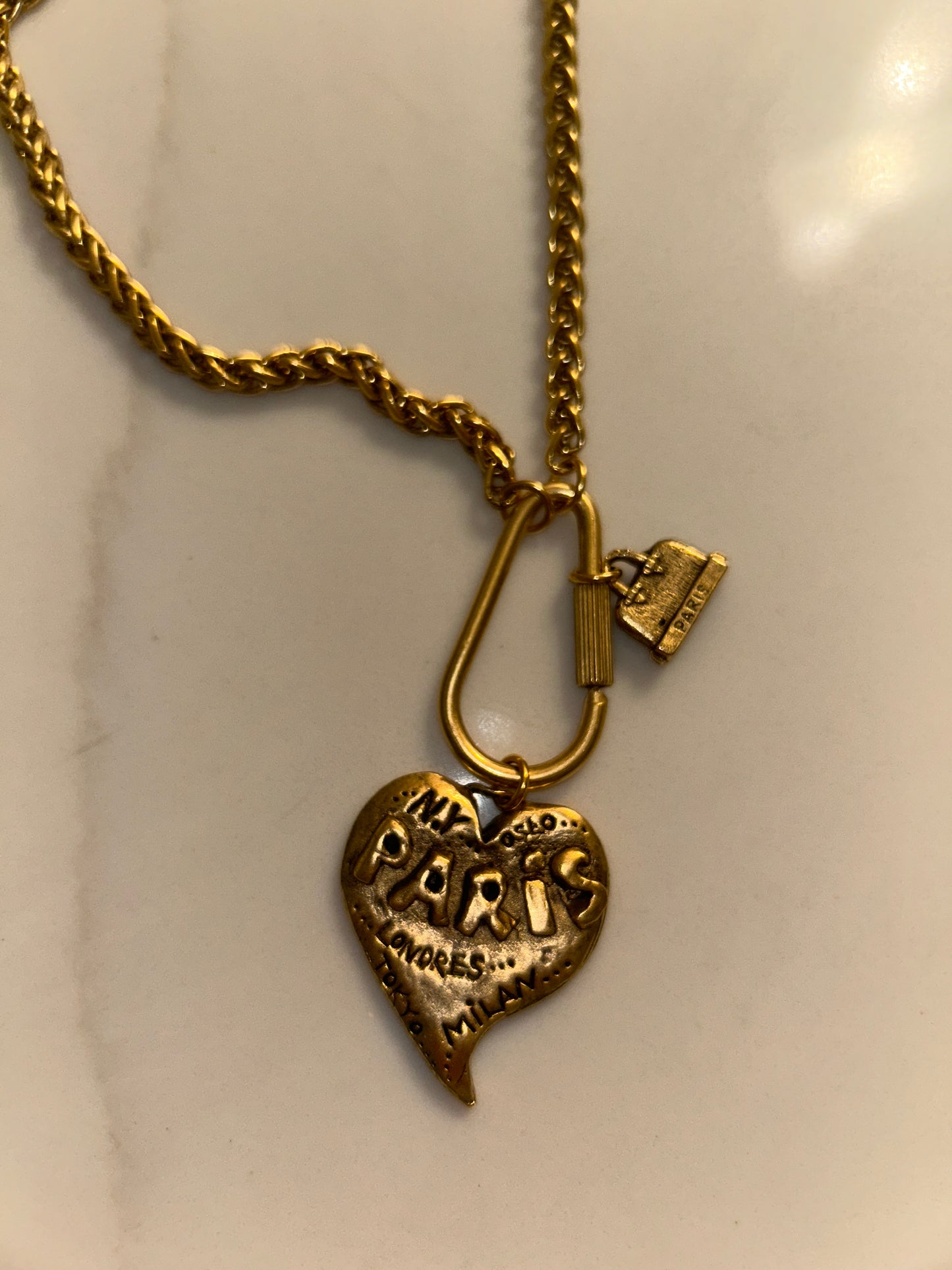 Paris Heart 18k Gold Overlay Necklace