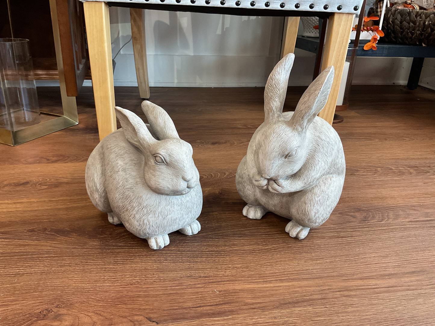 White Resin Rabbit Set