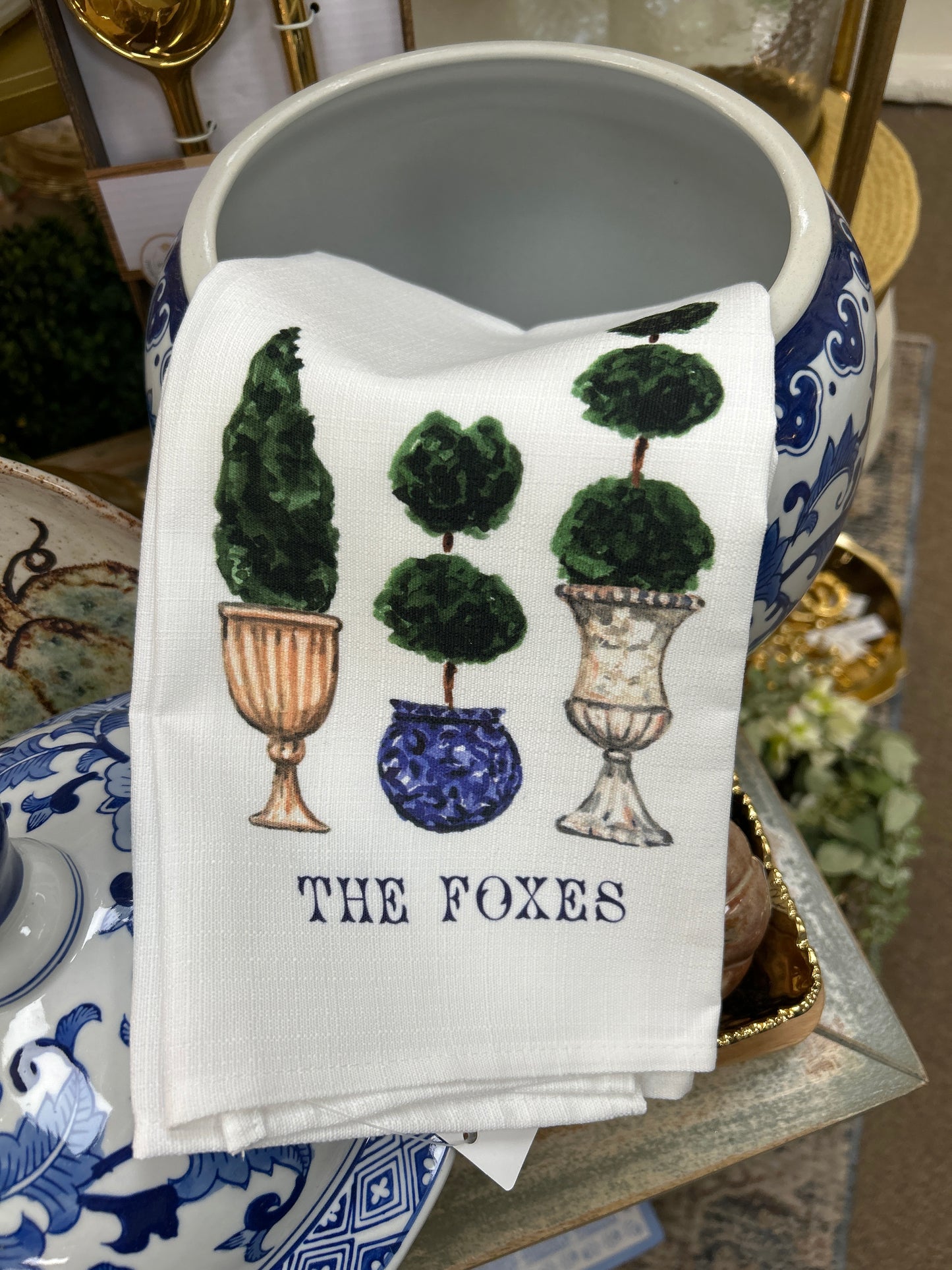Topiary Monogram Tea Towel-The Foxes