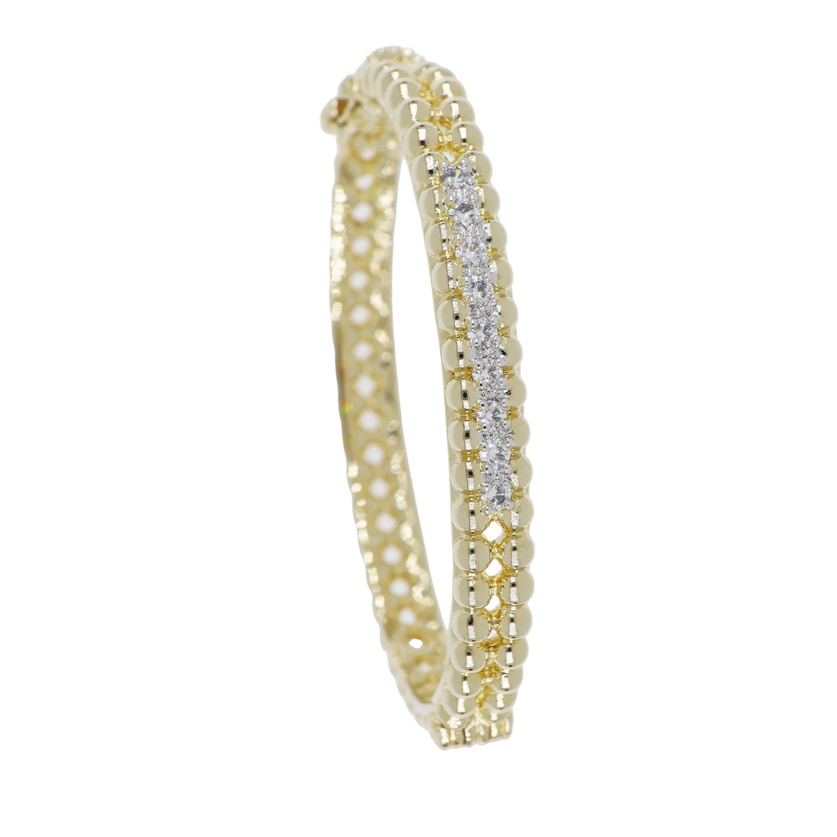 Two Row Beaded CZ Bracelet 6.5"