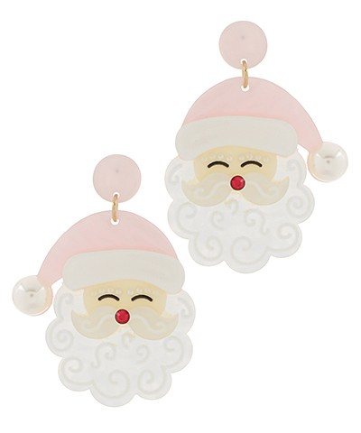 Pink Santa Head Earrings