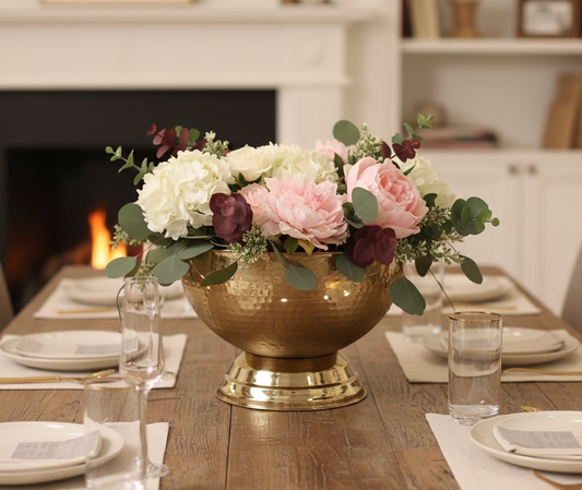 14"" Gold Hammered Bowl with Base