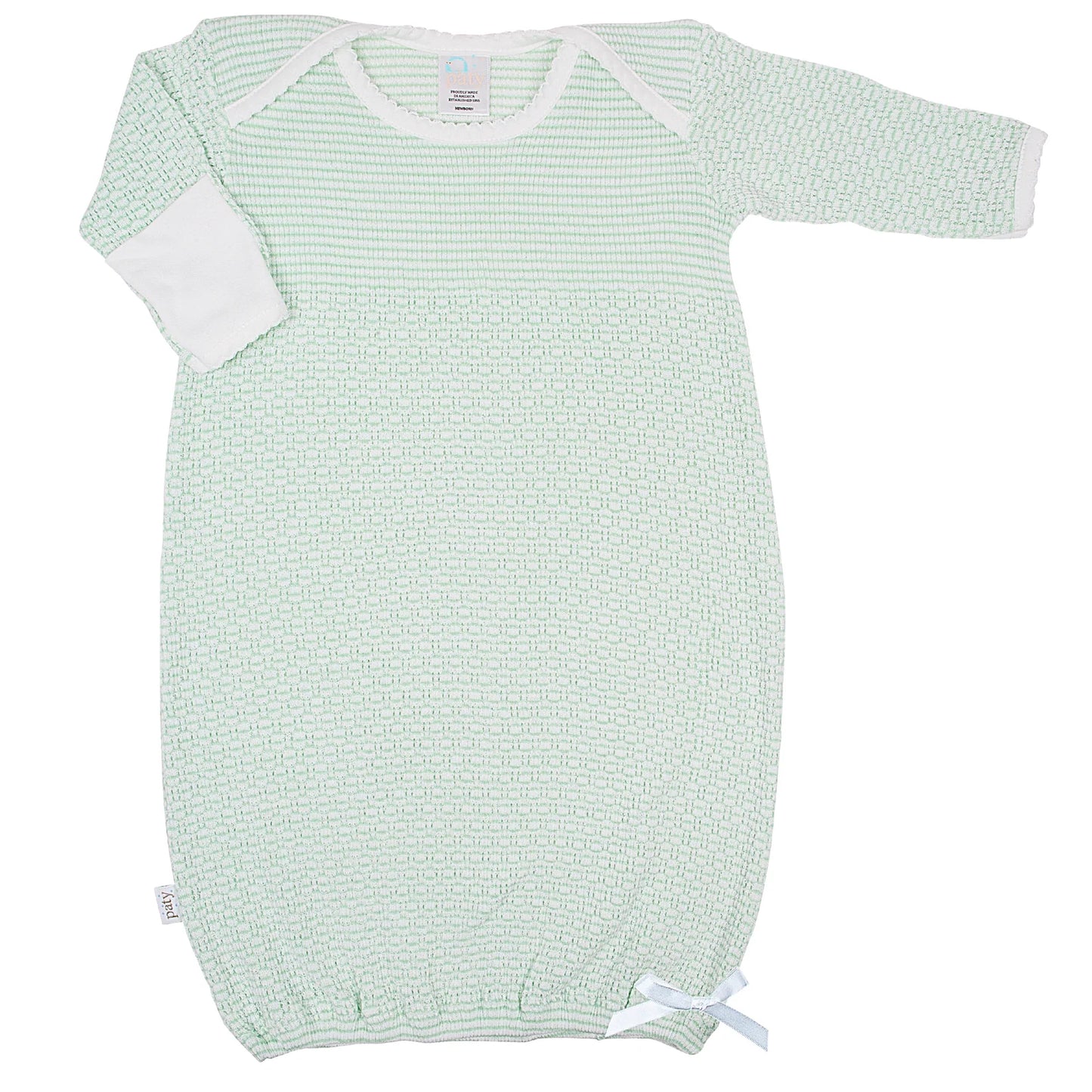 Stripe Overlap Shoulder Gown  Mint  3 months