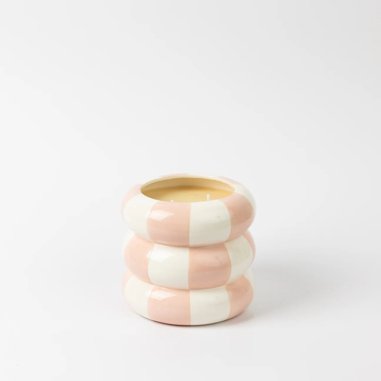 Sweet Grace Pink Stripe Ceramic Candle