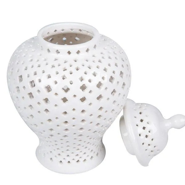 White Lattice Ginger Jar