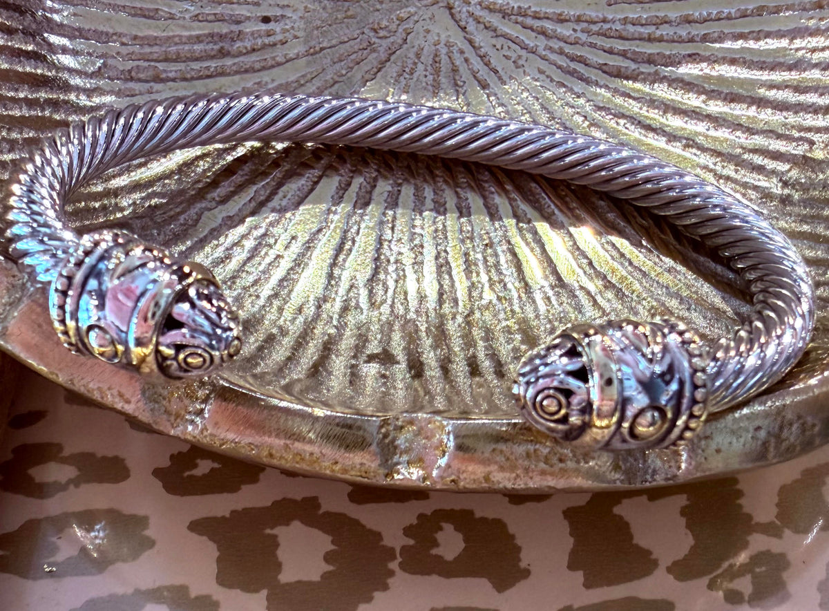 Thin Wire Bracelet with Filigree End