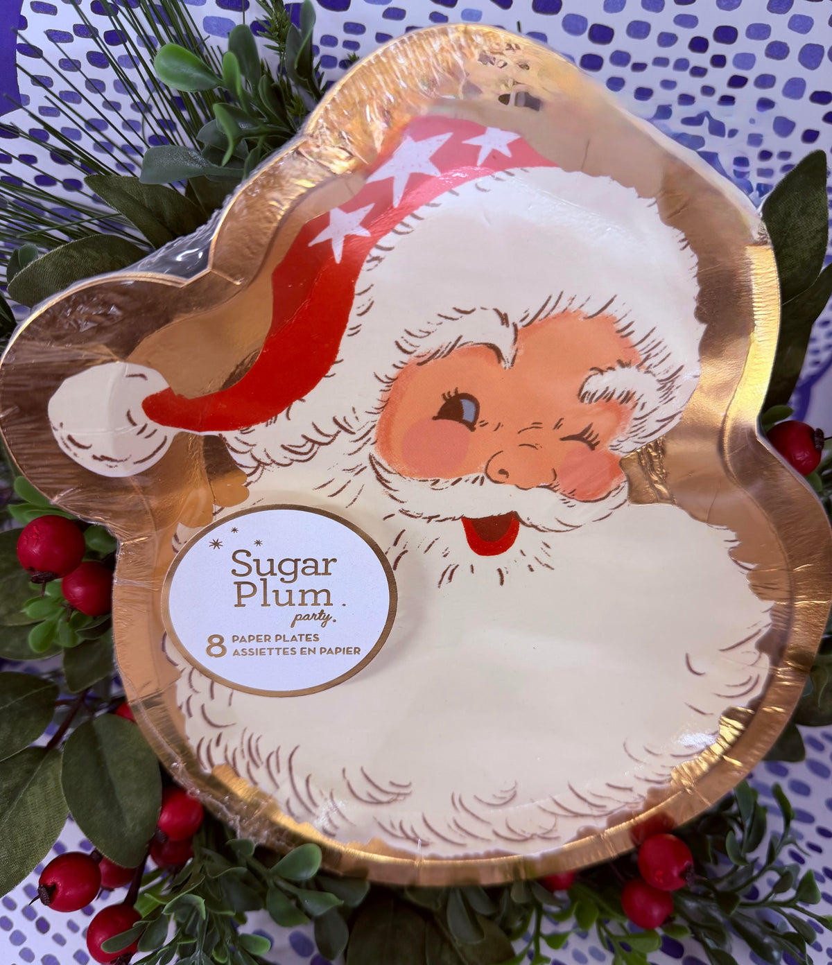 Vintage Santa Paper Plates 8pk