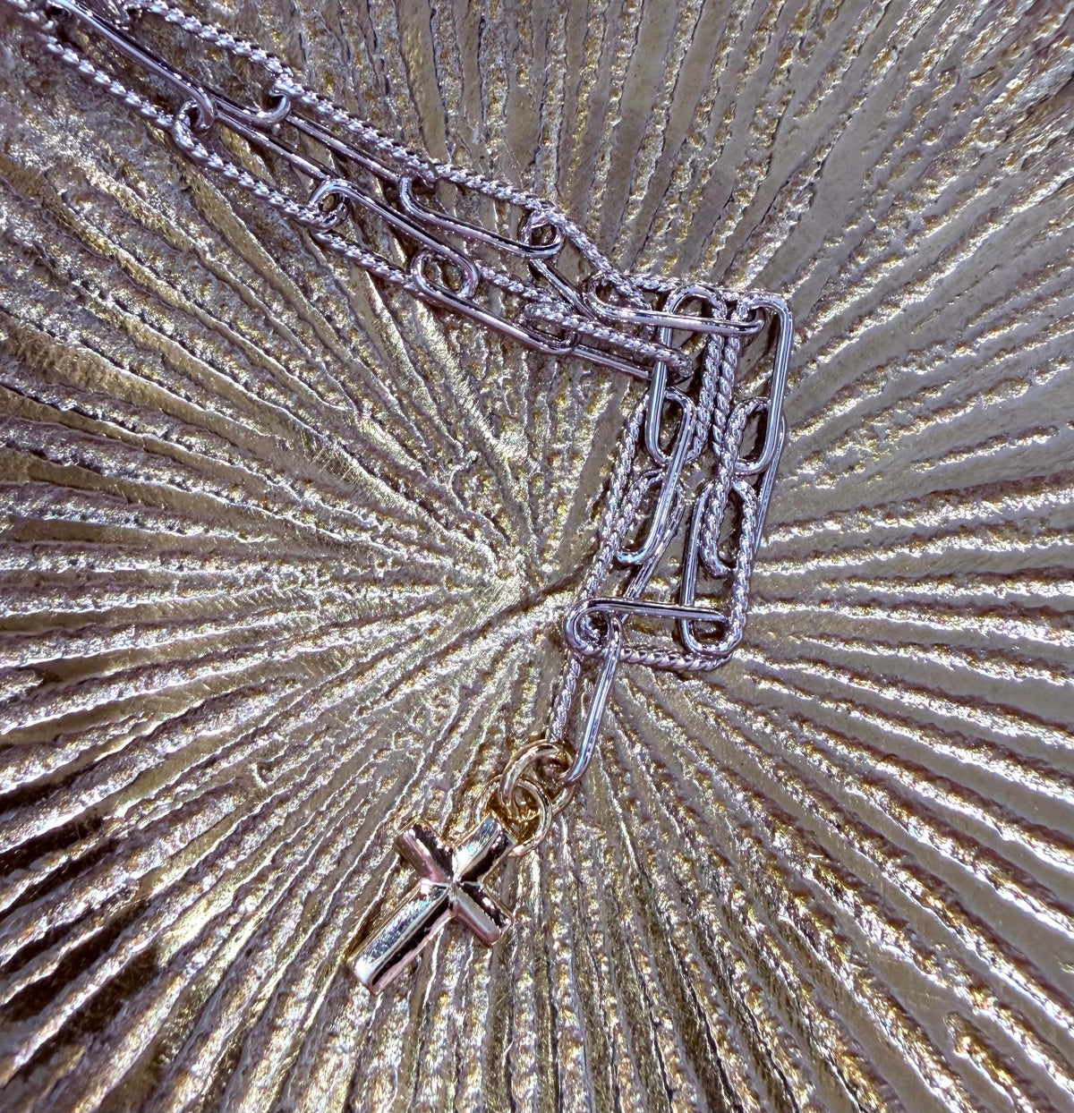 Diamante Cross Necklace 16"