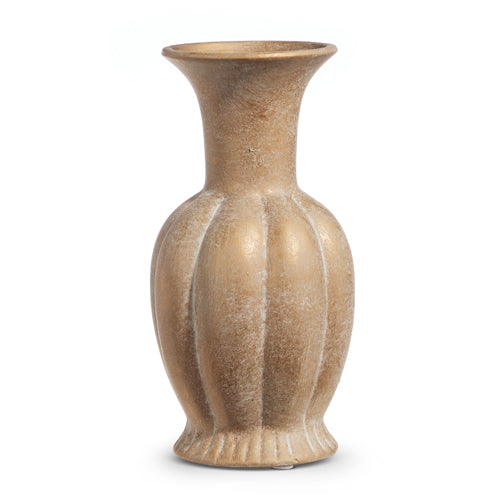 10 Inch Ribbed Gold Vase