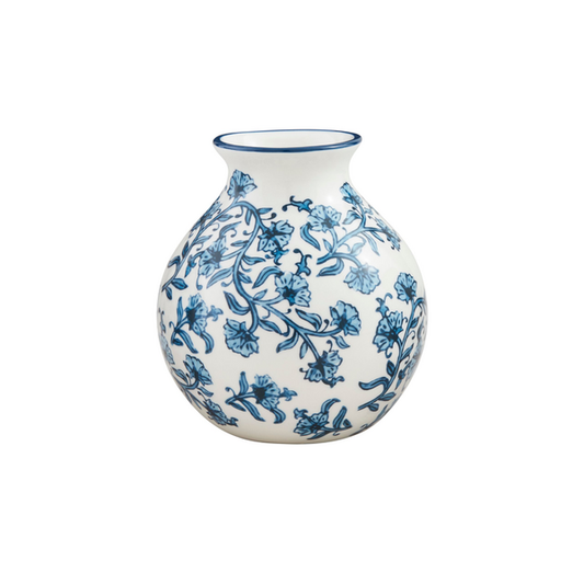 Blue & White Block Print Flower Vase