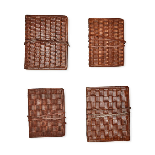 Chestnut Set of 2 Woven Leather Journal