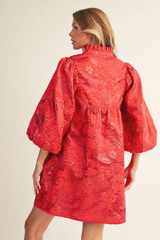 Berry Jacquard Dress