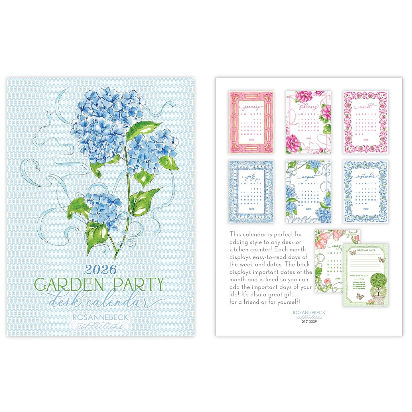 Handpainted Garden Party 2026 Desk Calendar