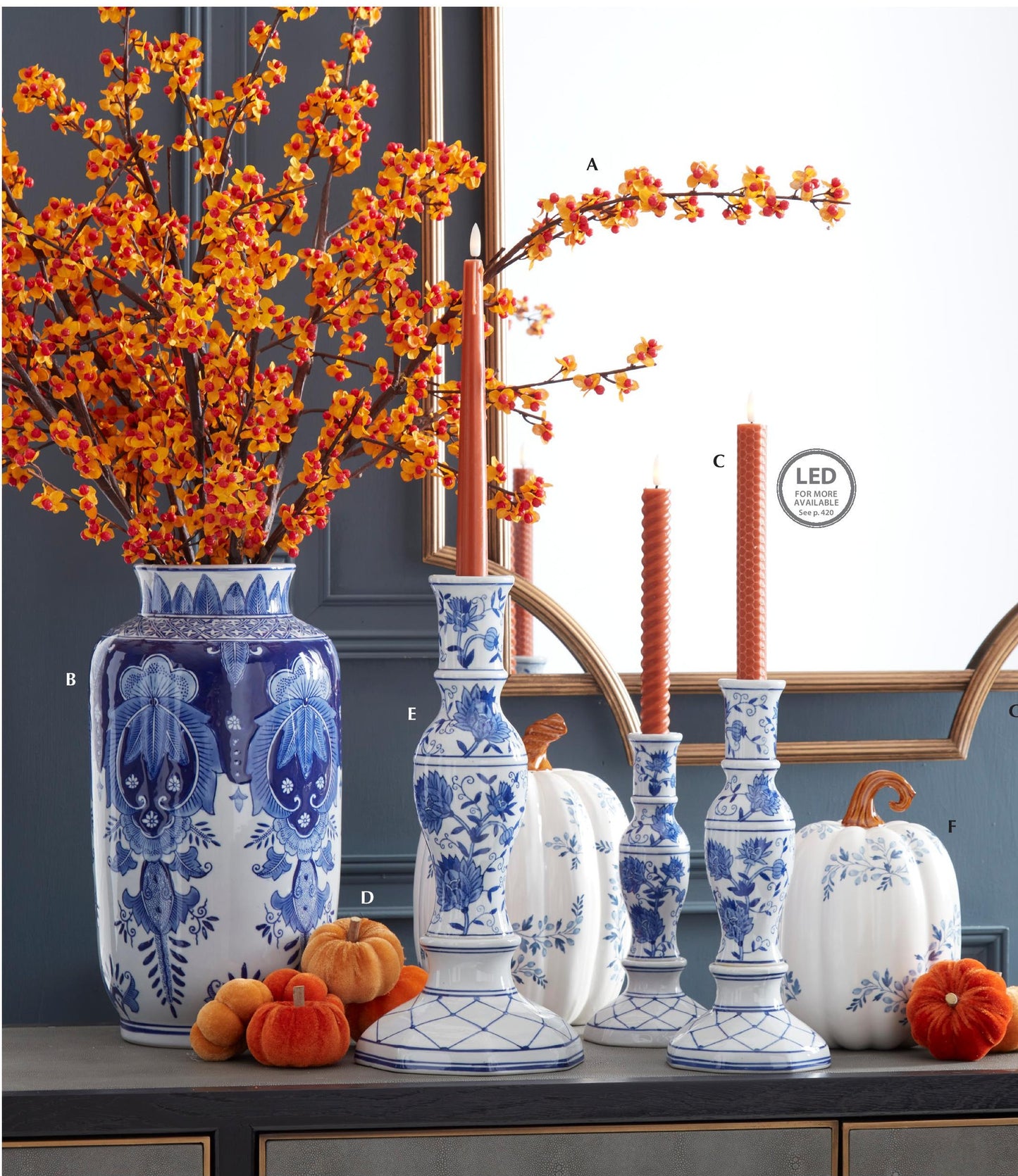 15.5 inch Ceramic Royal Blue and White Vase