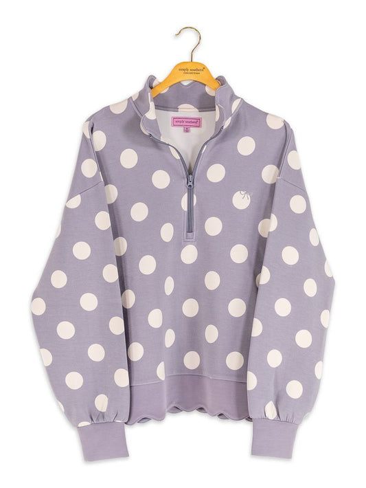 Simply Southern Grey Polka Dot Zip-Up Pullover