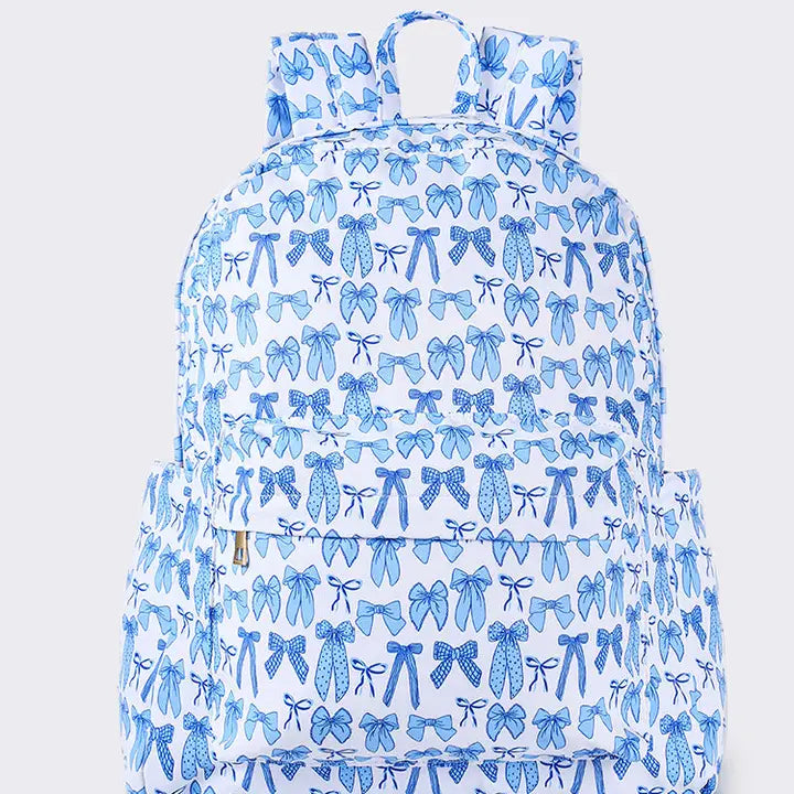 Bow Print Kids Girls Canvas Backpack