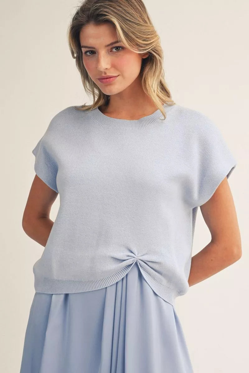 Drop Shoulder Sweater with Midi Dress  Set  -  Sky Blue