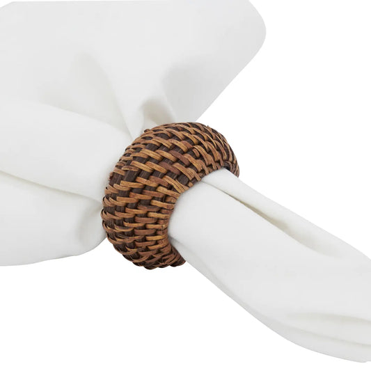 Set of 4 Woven Rattan Napkin Ring