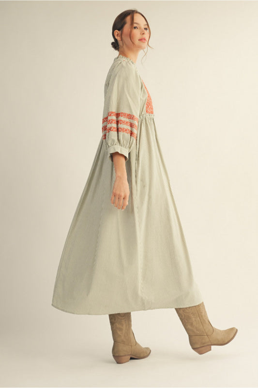 Olivia Embroidered Striped Dress