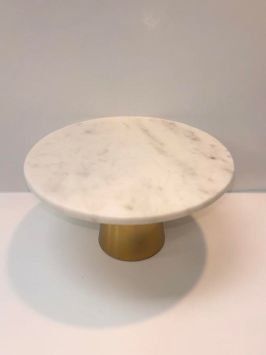 White Marble with Gold Base Cake Stand