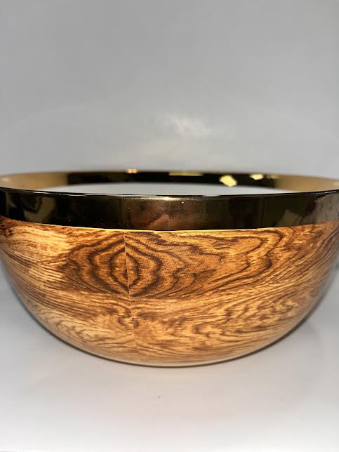 Pampa Bay Wood Serving Bowl with Gold Rim