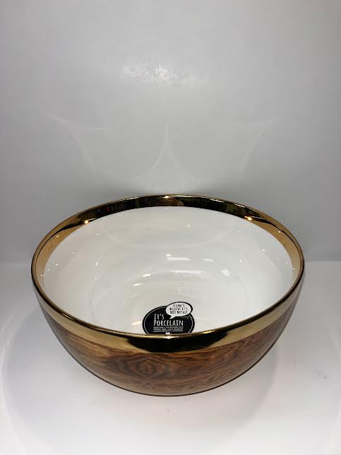 Pampa Bay Wood Serving Bowl with Gold Rim