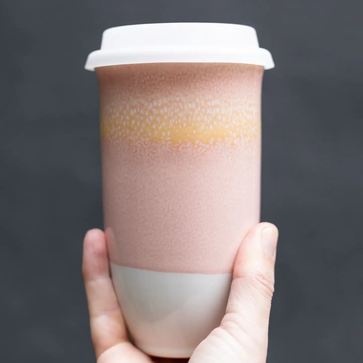 Pink Ceramic Travel Mug 16 oz
