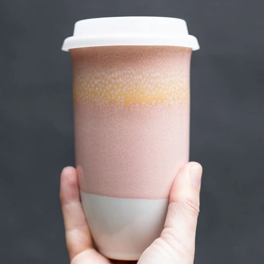 Pink Ceramic Travel Mug 16 oz