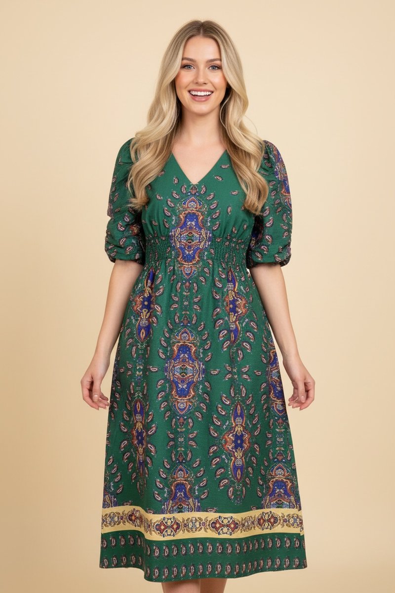 Paisley Print Midi Dress
