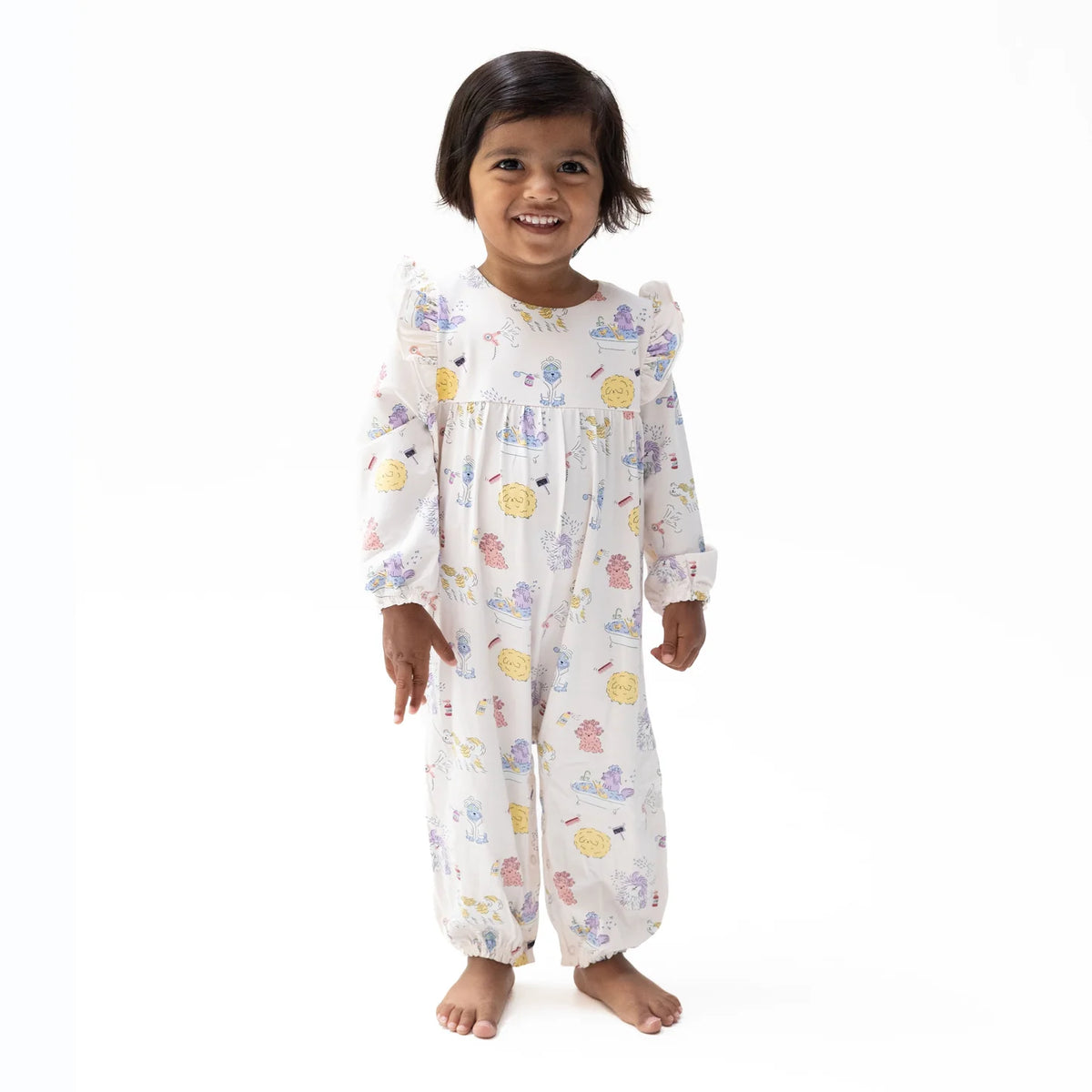 Spa Dogs  Ruffle Sleeve Snap Romper