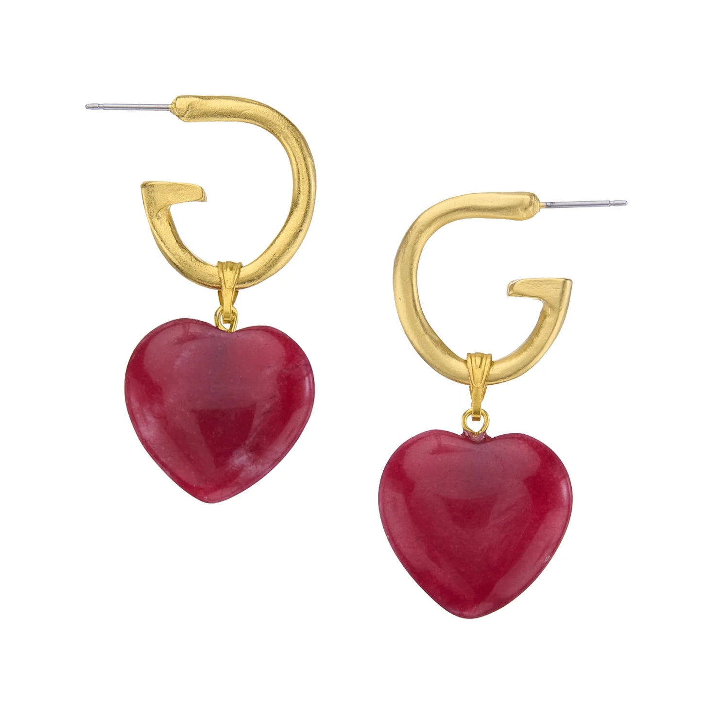 Susan Shaw Gigi Cherry Quartz Heart Earrings 1054R