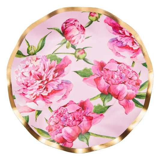 Wavy Dinner Plate Pink Peonies - 8pkg