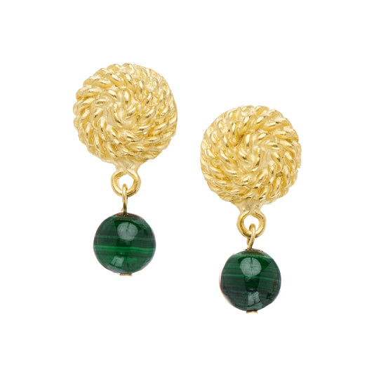 Susan Shaw Rope Malachite Drop Earrings 1093MK