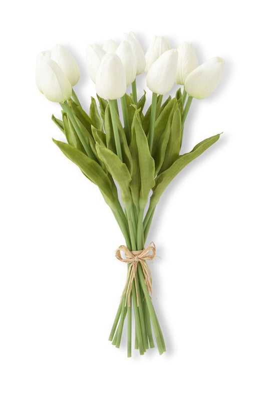 13 inch White Real Touch Mini Tulip Bundle