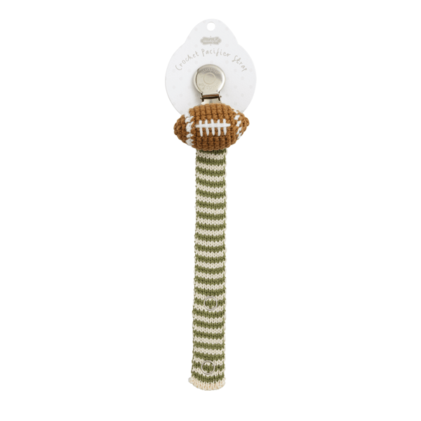 Green Football Crochet Pacifier Strap