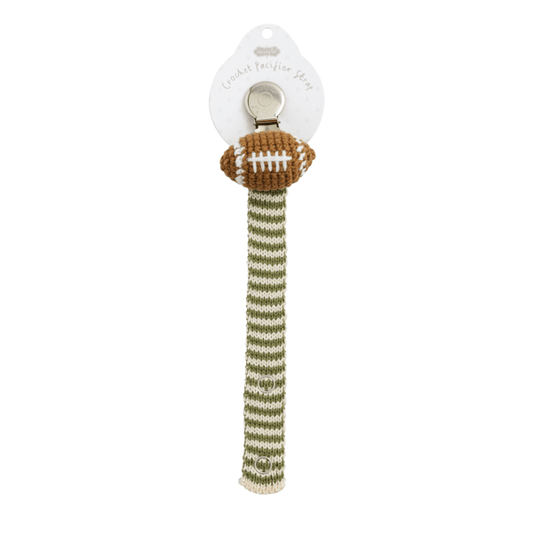 Green Football Crochet Pacifier Strap