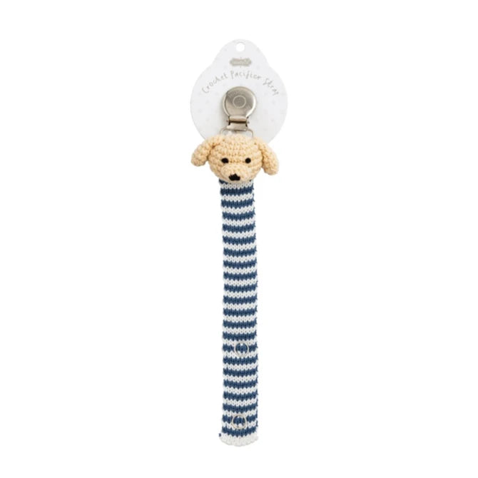 Blue Dog Crochet Pacifier Strap