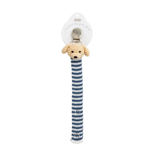 Blue Dog Crochet Pacifier Strap