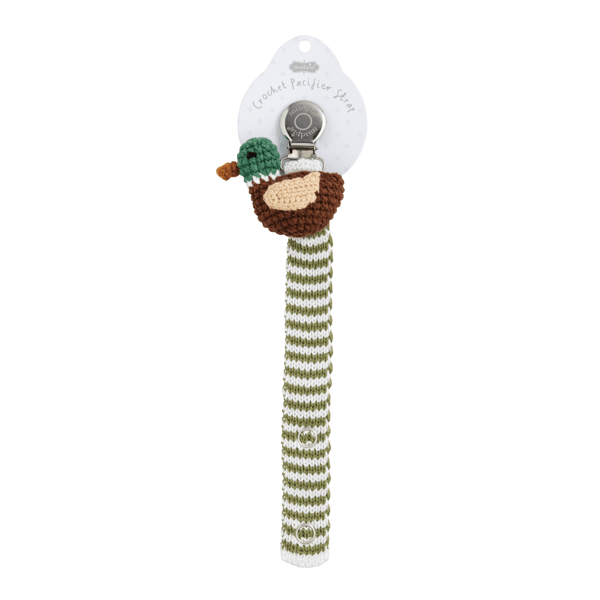 Green Duck Crochet Pacifier Strap