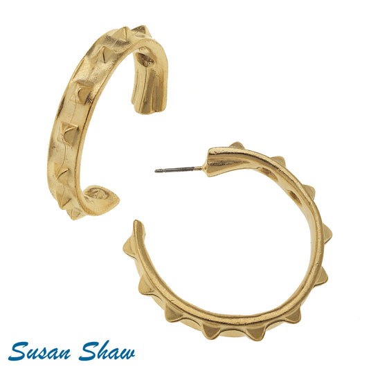 Susan Shaw Gold Spike Hoop Earrings 1220G