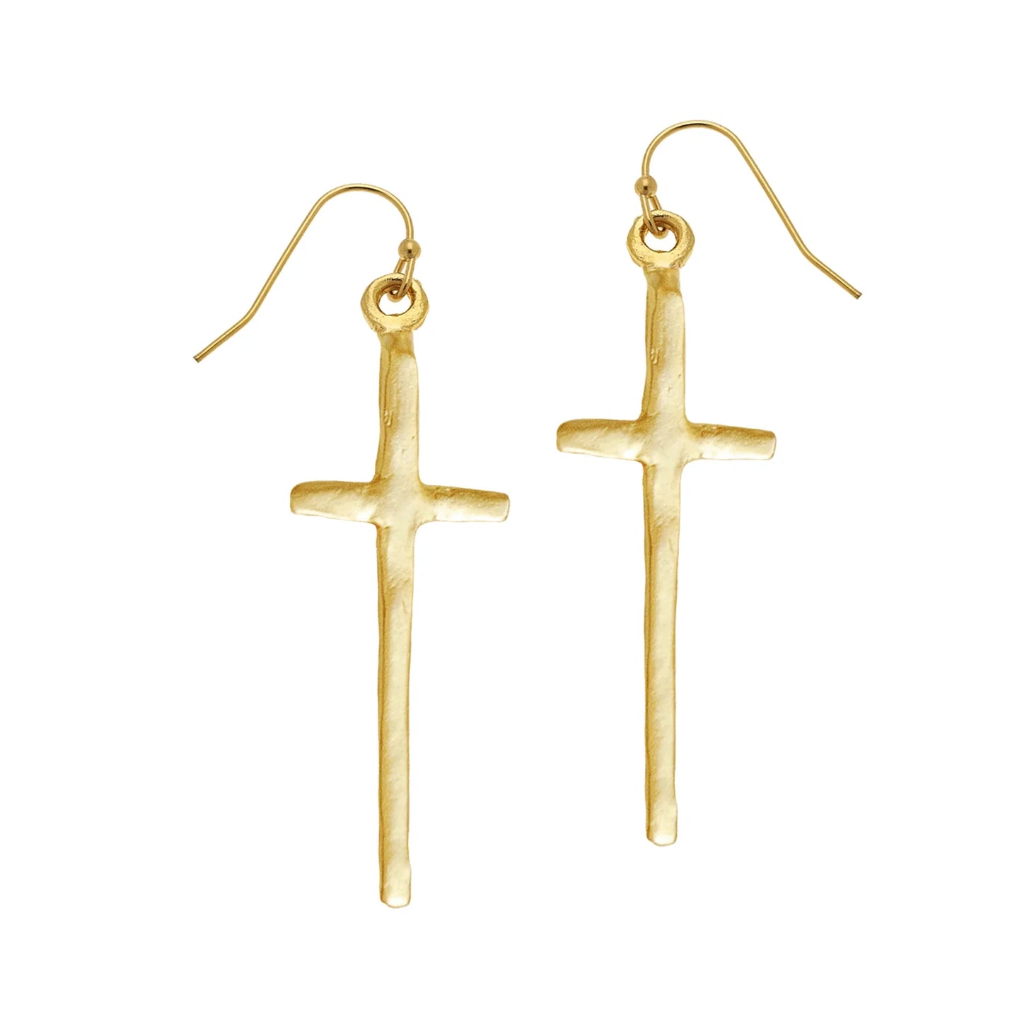 Susan Shaw Tall Gold Cross Earrings 1245G